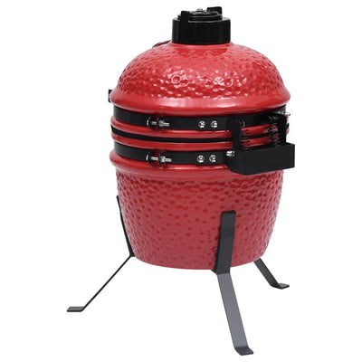 2-in-1 Kamado Barbecue Grill Smoker Ceramic 56 cm Red