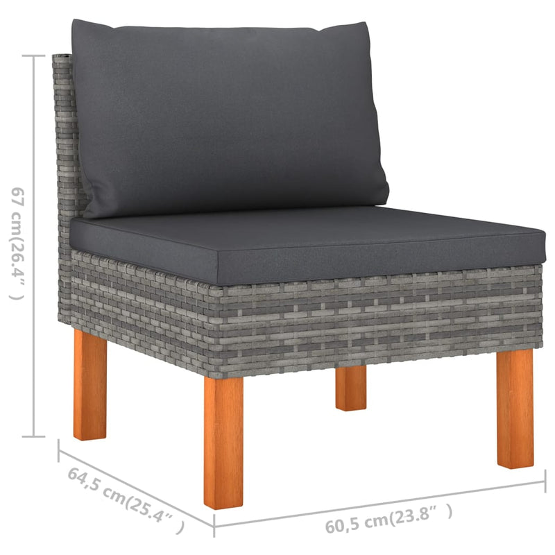 4 Piece Garden Lounge Set with Cushions Poly Rattan Grey