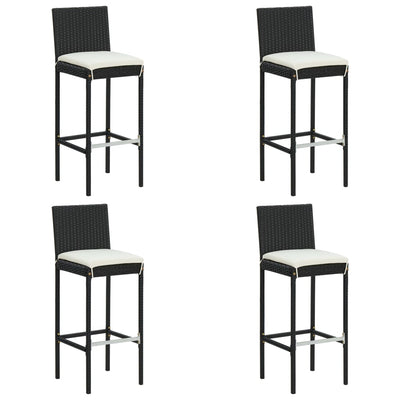 5 Piece Garden Bar Set with Cushions Poly Rattan Black