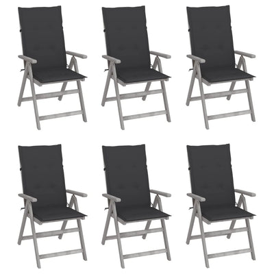 Garden Reclining Chairs 6 pcs with Cushions Solid Acacia Wood