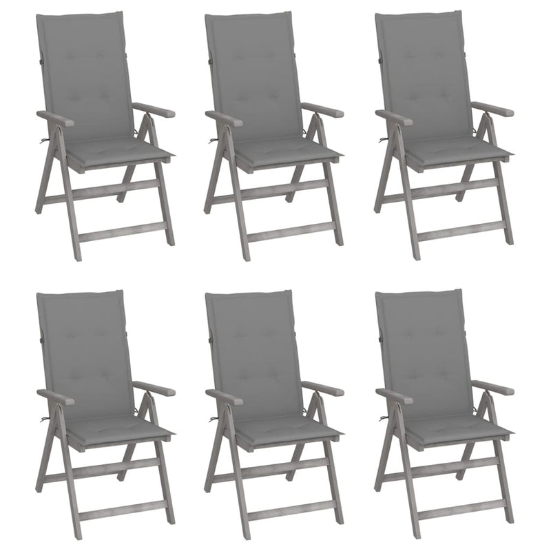 Garden Reclining Chairs 6 pcs with Cushions Solid Acacia Wood