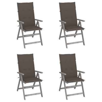 Garden Reclining Chairs 4 pcs with Cushions Solid Wood Acacia