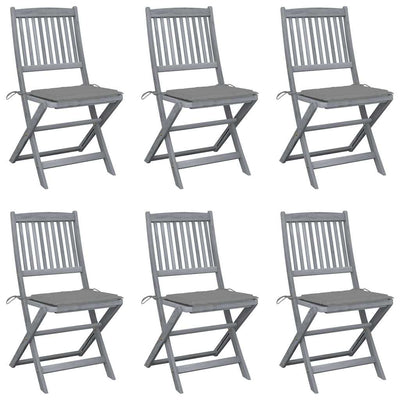 Folding Outdoor Chairs 6 pcs with Cushions Solid Acacia Wood