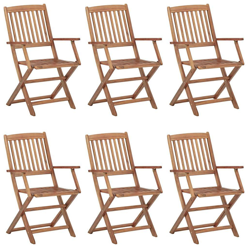 Folding Garden Chairs 6 pcs with Cushions Solid Wood Acacia