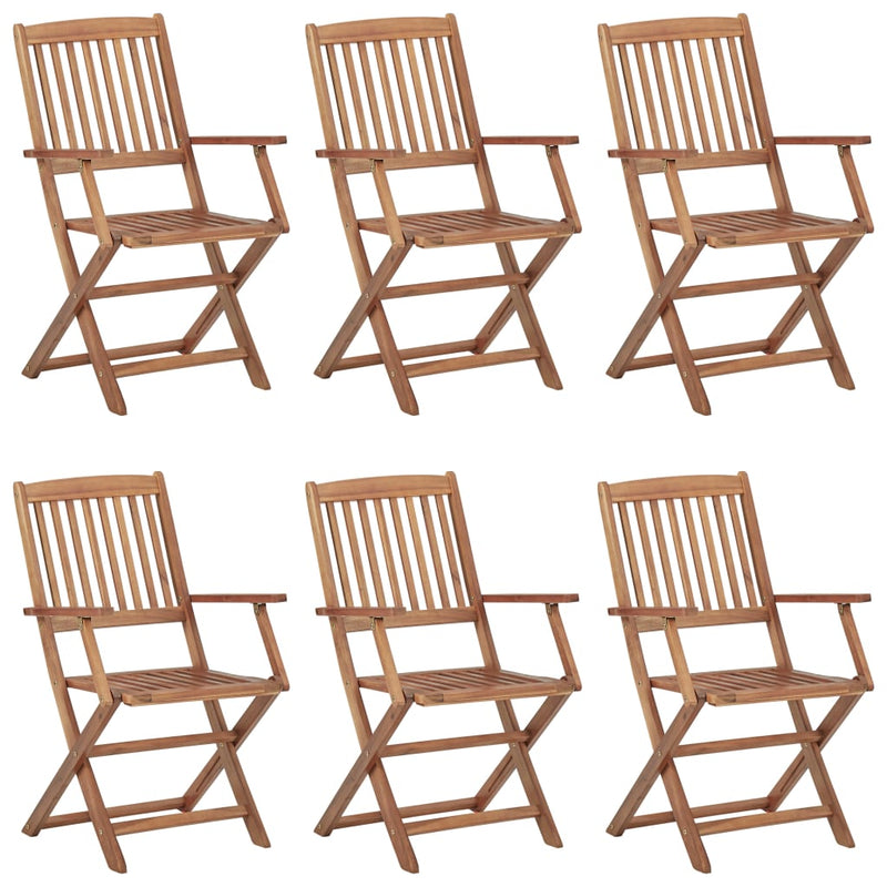 Folding Garden Chairs 6 pcs with Cushions Solid Wood Acacia