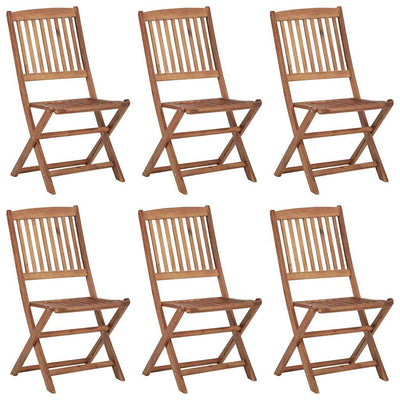 Folding Garden Chairs 6 pcs with Cushions Solid Wood Acacia