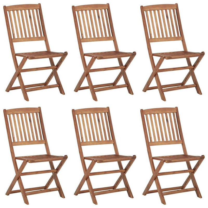 Folding Garden Chairs 6 pcs with Cushions Solid Wood Acacia