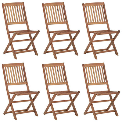 Folding Garden Chairs 6 pcs with Cushions Solid Wood Acacia