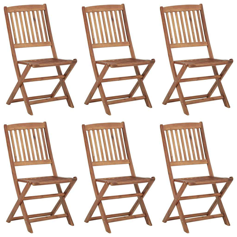 Folding Garden Chairs 6 pcs with Cushions Solid Wood Acacia