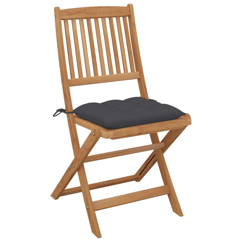 Folding Garden Chairs 6 pcs with Cushions Solid Wood Acacia