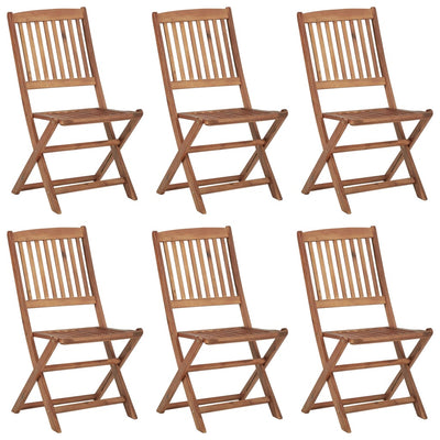 Folding Garden Chairs 6 pcs with Cushions Solid Wood Acacia