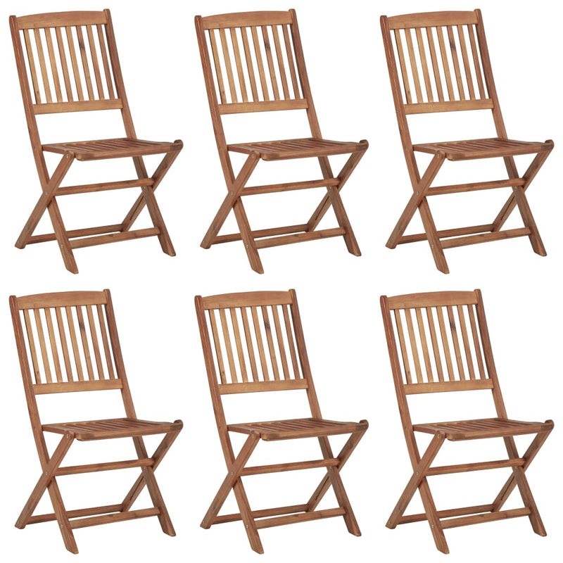 Folding Garden Chairs 6 pcs with Cushions Solid Wood Acacia