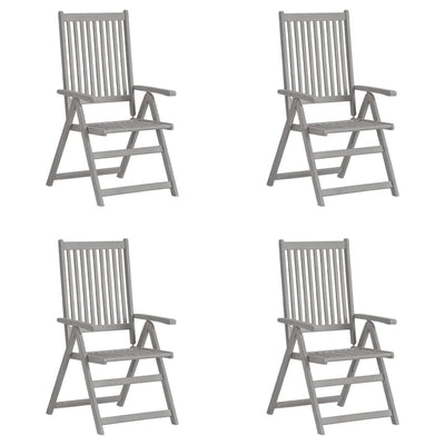 Garden Reclining Chairs 4 pcs Grey Solid Wood Acacia