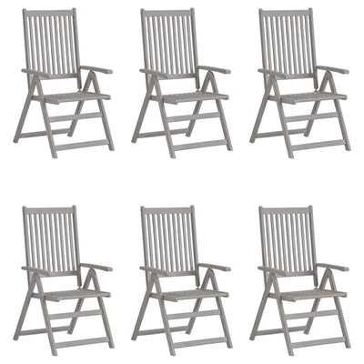 Garden Reclining Chairs 6 pcs Grey Solid Wood Acacia