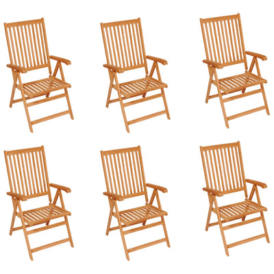 Garden Chairs 6 pcs with Cream Cushions Solid Teak Wood