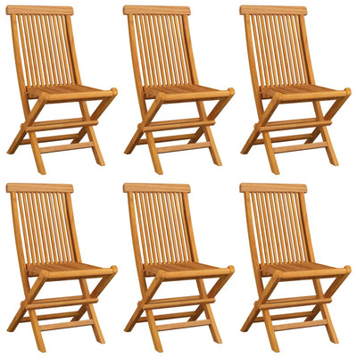 Garden Chairs with Anthracite Cushions 6 pcs Solid Teak Wood