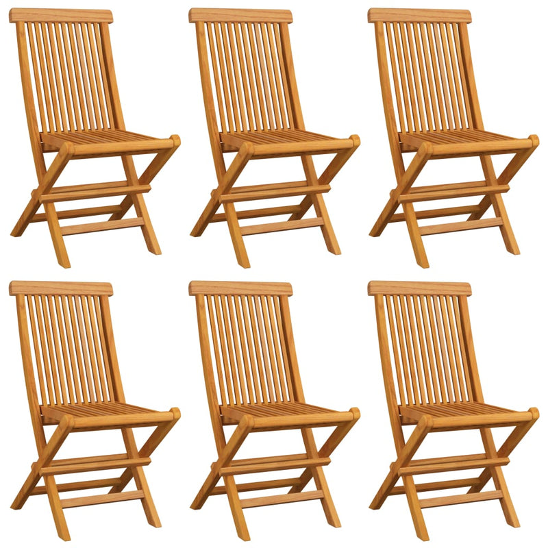 Garden Chairs with Anthracite Cushions 6 pcs Solid Teak Wood