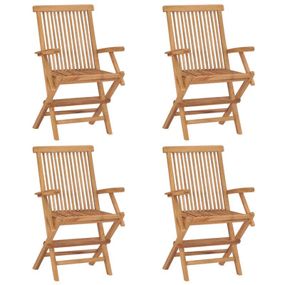 Garden Chairs with Cream White Cushions 4 pcs Solid Teak Wood