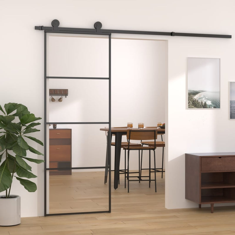 Sliding Door Aluminium and ESG Glass 76x205 cm Black