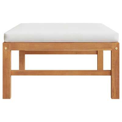 Footrest with Cream Cushion Solid Teak Wood