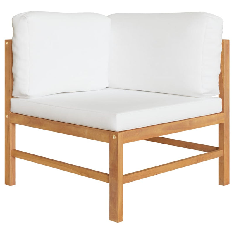 Corner Sofas 2 pcs with Cream Cushions Solid Teak Wood