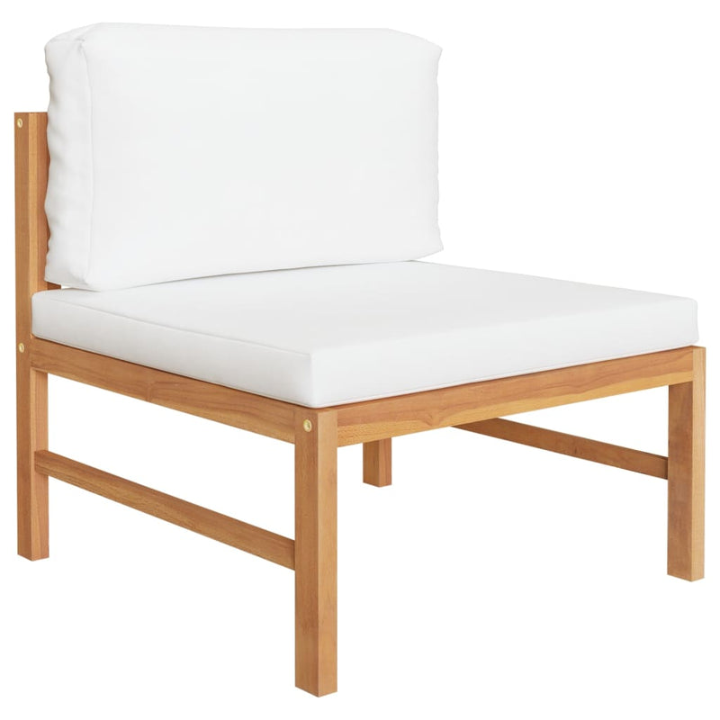 2 Piece Garden Lounge Set with Cream Cushions Teak Wood