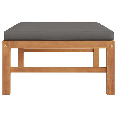 Footrest with Dark Grey Cushion Solid Teak Wood