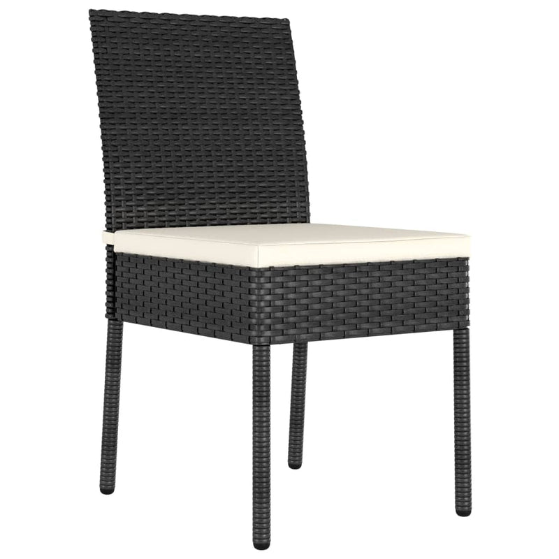 3 Piece Garden Dining Set Poly Rattan Black