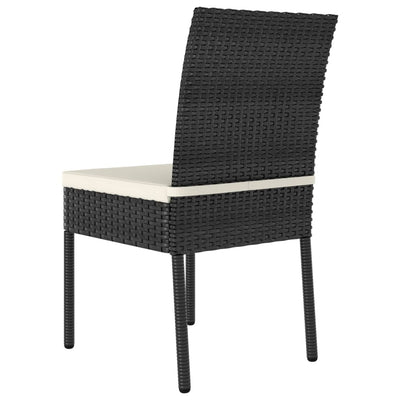 3 Piece Garden Dining Set Poly Rattan Black