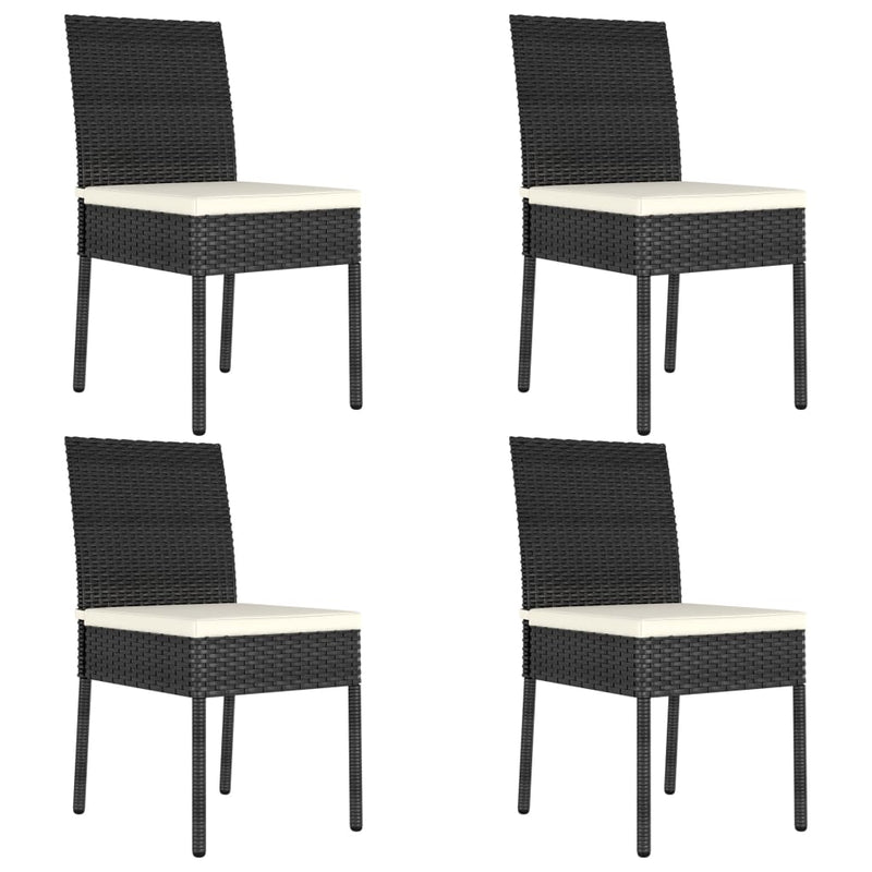 5 Piece Garden Dining Set Poly Rattan Black