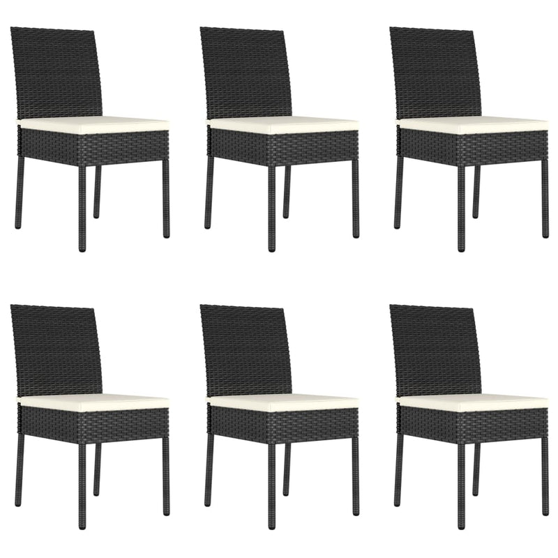 7 Piece Garden Dining Set Poly Rattan Black