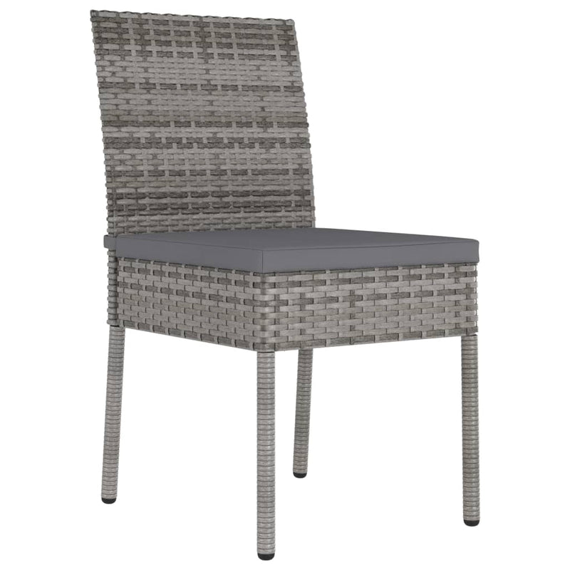 3 Piece Garden Dining Set Poly Rattan Grey