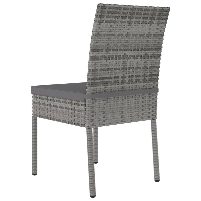 3 Piece Garden Dining Set Poly Rattan Grey