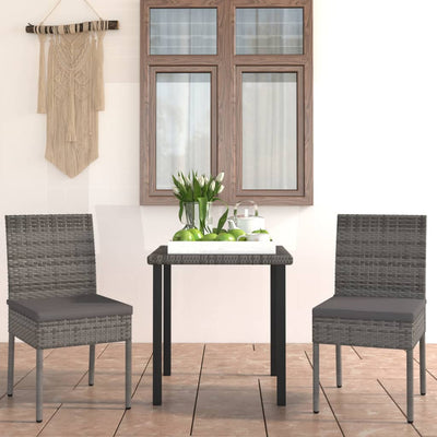 3 Piece Garden Dining Set Poly Rattan Grey