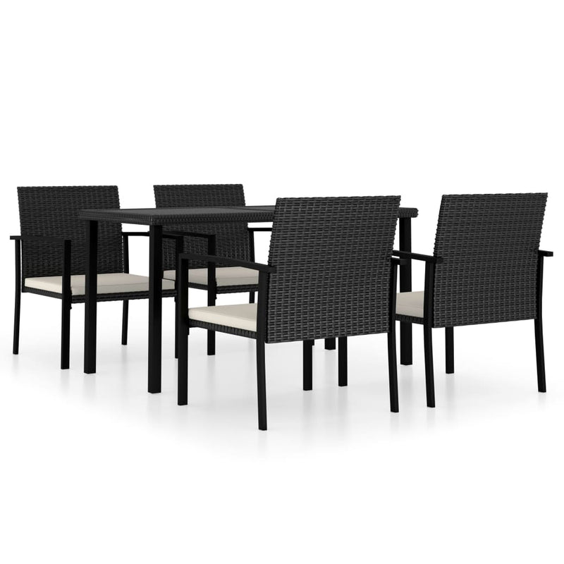 5 Piece Garden Dining Set Poly Rattan Black