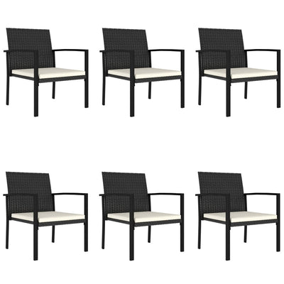 7 Piece Garden Dining Set Poly Rattan Black