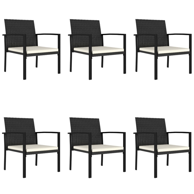 7 Piece Garden Dining Set Poly Rattan Black