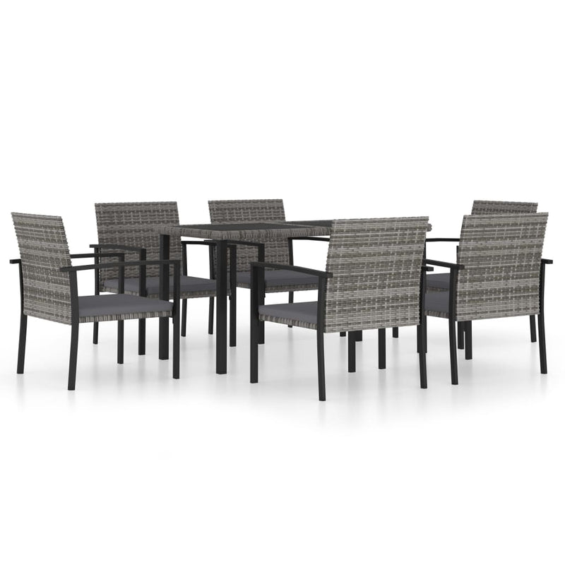 7 Piece Garden Dining Set Poly Rattan Grey