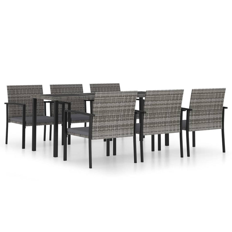 7 Piece Garden Dining Set Poly Rattan Grey