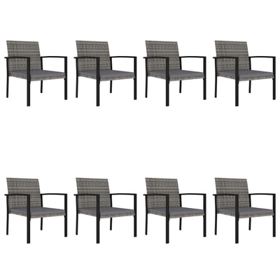 9 Piece Garden Dining Set Poly Rattan Grey