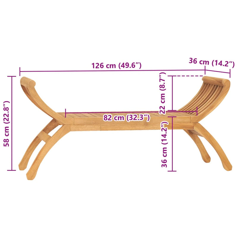 Garden Bench 126 cm Solid Teak Wood