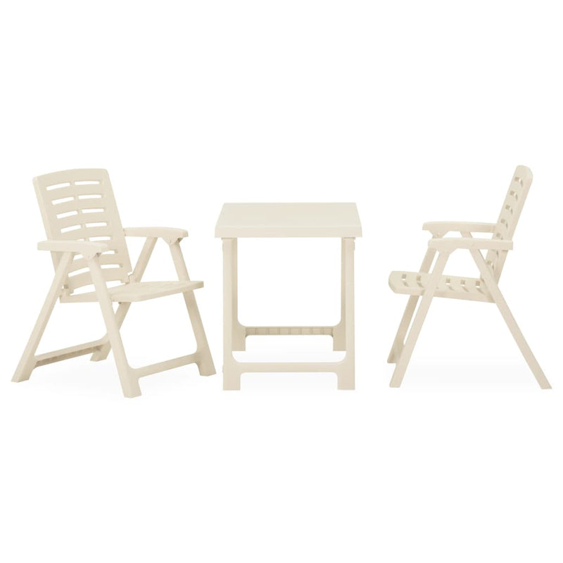 3 Piece Folding Bistro Set Plastic White