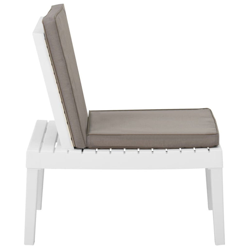 Garden Lounge Chair with Cushion Plastic White