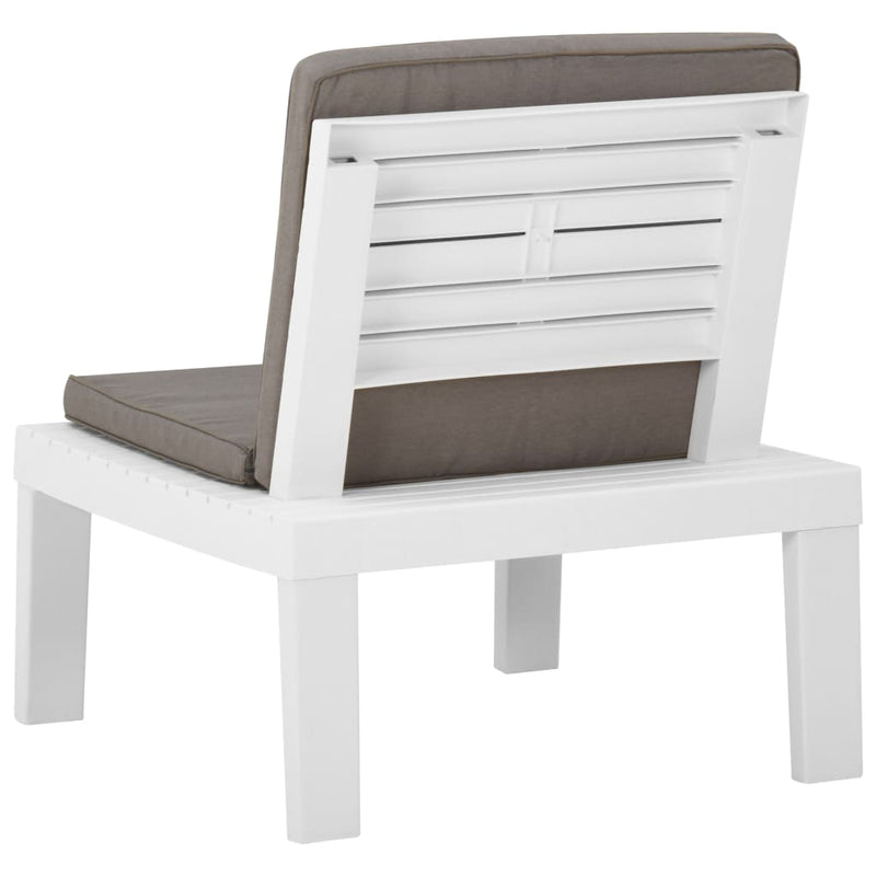 Garden Lounge Chair with Cushion Plastic White