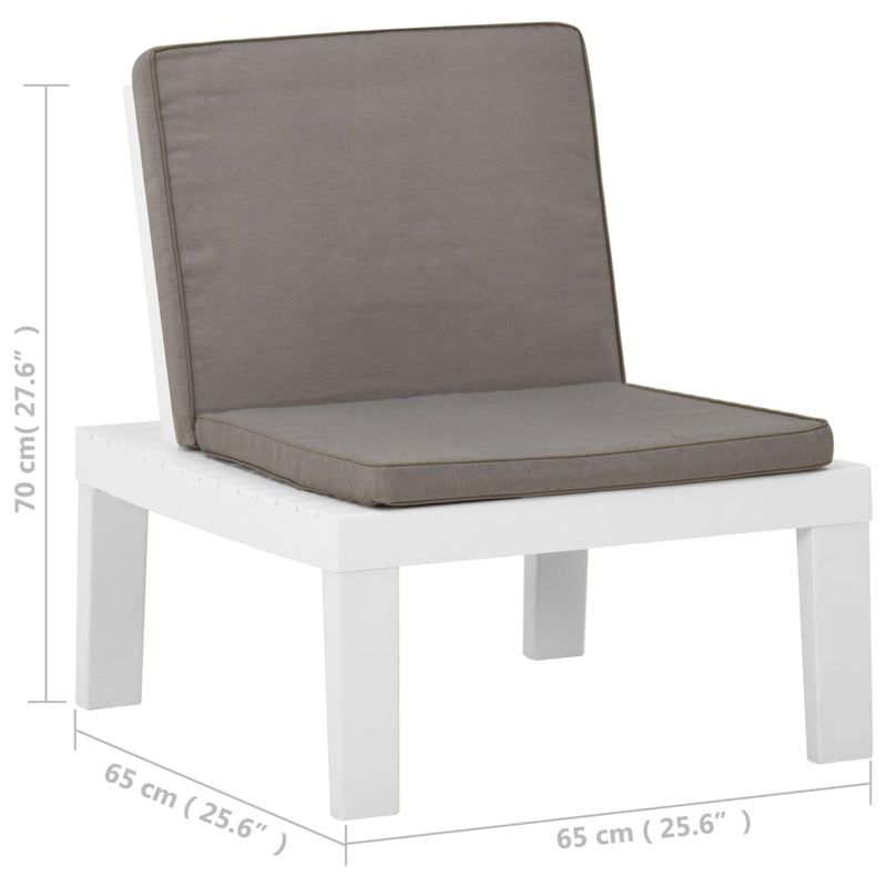 Garden Lounge Chair with Cushion Plastic White