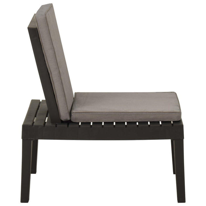 Garden Lounge Chair with Cushion Plastic Grey