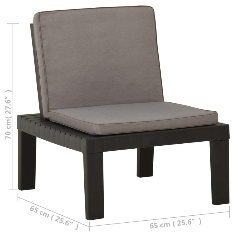 Garden Lounge Chair with Cushion Plastic Grey