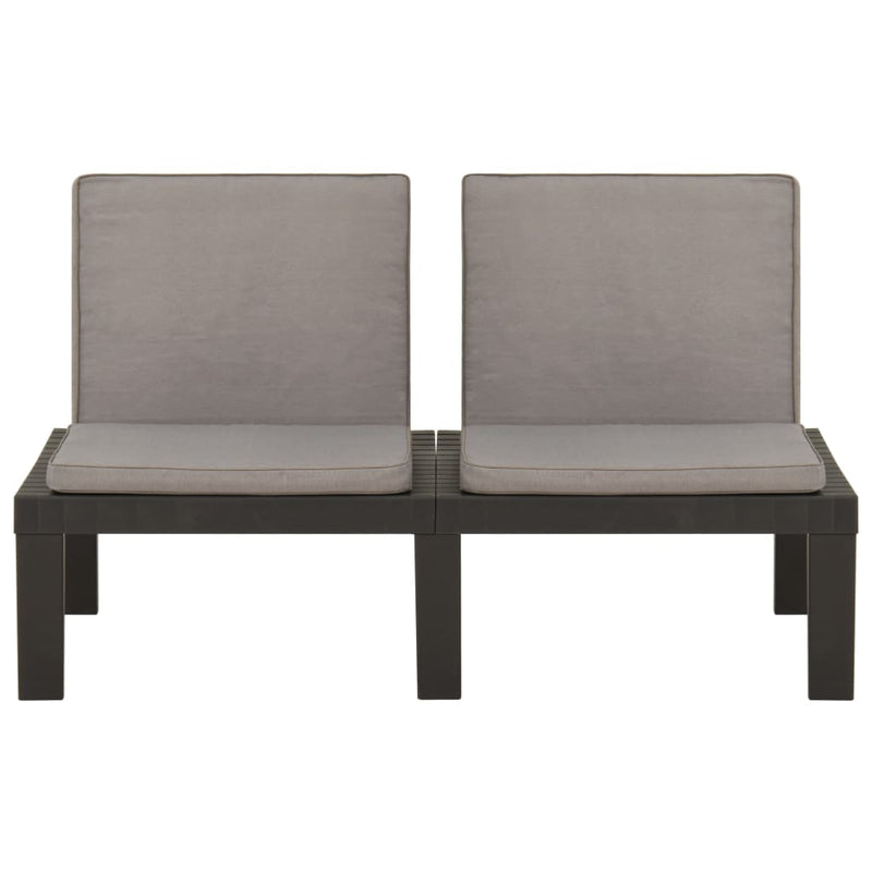 Garden Lounge Bench with Cushion Plastic Grey