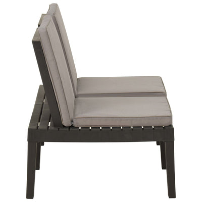 Garden Lounge Bench with Cushion Plastic Grey