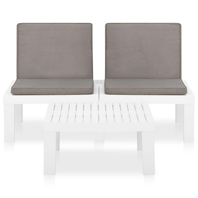 2 Piece Garden Lounge Set with Cushions Plastic White